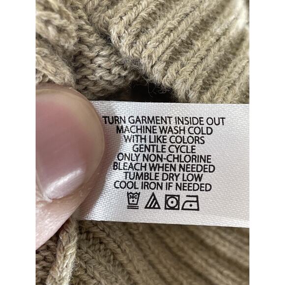 US Polo Assn Sweater Mens Large Beige Half Zip Cable Knit Pullover Sherpa Neck - Picture 8 of 10